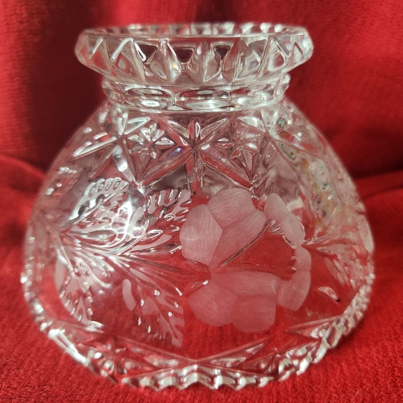 Crystal zajegar bowl 24% lead sawtooth and flower design - Picture 10 of 12
